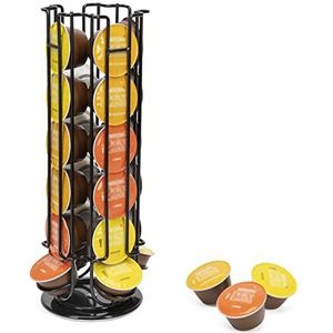 SYSYLY Capsulehouder, Capsuledispenser voor 24 Dolce Gusto Capsules, Draaibare Houder voor Koffiecups, 13 inch Koffiepad houder, koffiecapsulehouder voor Opslag, Antislip Basis, Zwart