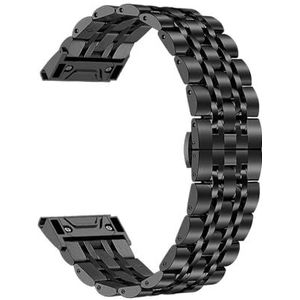 22mm 26mm metalen horlogeband geschikt for Garmin Fenix ​​7 7X 6 6X Pro 5 5X Plus Quick Fit roestvrijstalen armband Forerunner 935 945 band (Color : Style 2 black, Size : 26mm)
