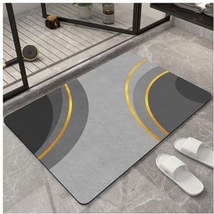 Badkamermat Badkamer absorberende vloermat diatomeeën modder zacht kussen badkamer voetmat antislip sneldrogende deurmat badmat voor Badkamerdeur (Color : A, Size : 60 * 90CM)