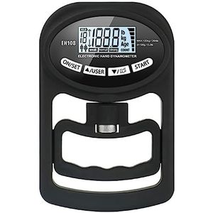 biyan Grip Strength Tester 300lbs/120Kg Digitale Hand Dynamometer Grip Sterktemeter USB LCD-scherm, zwart