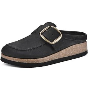 WHITE MOUNTAIN Women's Bueno Mule, Black/Leather, 8 M