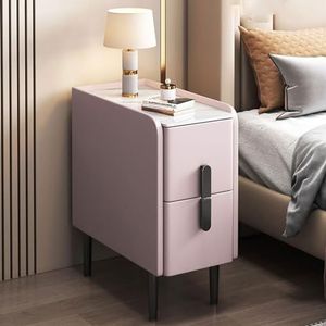 ZYDZ Nachtkastje, 2 lades nachtkastje mode monteren opbergkast, moderne kleine nachtkastjes voor slaapkamer, woonkamer en hal (kleur: roze, maat: 40 x 40 x 50 cm)