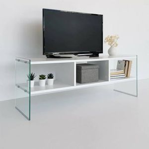 Dmora Algorab-kast, woonkamermeubel, lage kast voor tv, wandbasis, 120 x 35 x 45 cm, wit