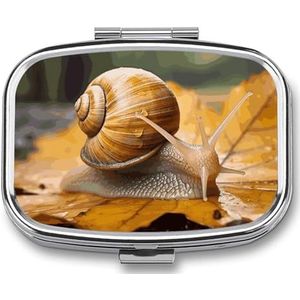 Slak in bladeren pillendoos pillendoosje schattige pillenorganisator pilhouder medicijnpillenorganisator pillencontainer dagelijkse pillenorganizer kleine pillendoos pillendoosje voor portemonnee zak