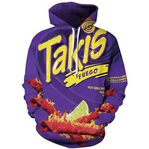 JJCat Heren lange mouwen 3D digitale print casual mode Takis Fuego paar truien hoodies sweatshirts, multicolor, M