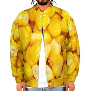 Gele Maïskorrel Textuur Grappige Mannen Baseball Jacket Gedrukt Jas Zachte Sweatshirt Voor Lente Herfst