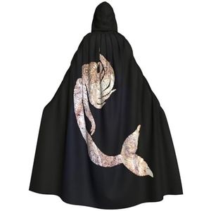 WURTON Zwarte Zeemeermin Print Halloween Wizards Hooded Gown Mantel Kerst Hoodie Mantel Cosplay Voor Vrouwen Mannen