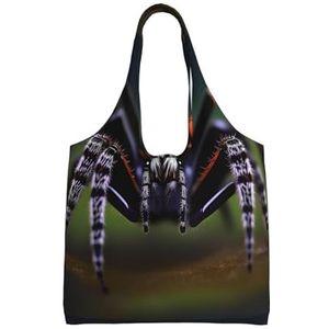 XIAOYANS Tropische regenwoudspinnen extra grote capaciteit schoudertas canvas tas voor winkelen reizen dagelijks gebruik, Zwart, Eén maat