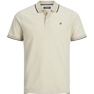 Mann JACK & JONES Polo Shirt Pique Hemd Kurzarm Klassiker Top Baumwolle Logo Stickerei JPBLUWIN, Colour:White, Size:S