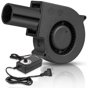 DIY BBQ-ventilator Elektrische houtskoolstarter Luchtblazer Ventilator Dubbele bal voor DC 12V 3800RPM AC110-240V Snelheid instelbaar(EU Plug)