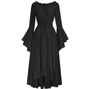 EMMHouse Middeleeuws renaissancekostuum Victoriaanse jurk voor dames, gothic, heksenjurk, cosplay jurken, Zwart, S