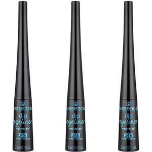 essence dip eyeliner, waterbestendig, duurzaam, 24 uur, zwart, duurzaam, definiërend, sterk gepigmenteerd, veganistisch, waterdicht, zonder microplasticdeeltjes, parfumvrij (3 x 3 ml)