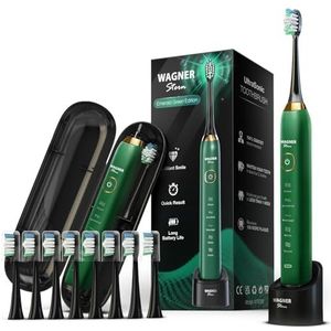 Wagner Stern Emerald Green Edition ultrasone whitening elektrische tandenborstel Kenmerken vijf borstelmodi, acht zachte opzetborstels en een luxe reiskoffer. (Emerald Green)