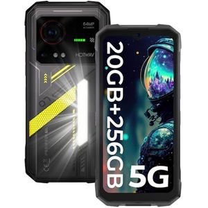 HOTWAV Hyper 7 5G Outdoor smartphone (2025), 20GB RAM + 256GB ROM, 280LM campinglicht, waterdichte mobiele telefoon, 10800mAh (33W) mobiele telefoons, 6,6 inch FHD+ 120Hz, 64MP + 32MP, Face ID/IP68