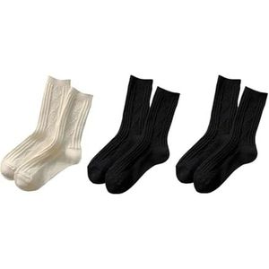YIJIANUO 3 Paren/partij Nieuwe Kasjmier Wol Sokken Vrouwen Winter Thicken Warm Zwart Wit Pack Set Thermische Japanse Mode Effen Kleur, Kaki, Eén maat