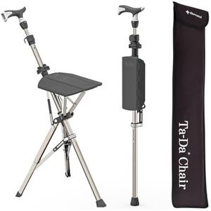 STEP2GOLD Ta-Da Chair PRO - Wandelstok met zitting, ultralicht aluminium frame en stevige opvouwbare kruk (tot 120 kg), inklapbaar opvouwbaar ontwerp, ideaal voor reizen en sightseeing - zwart