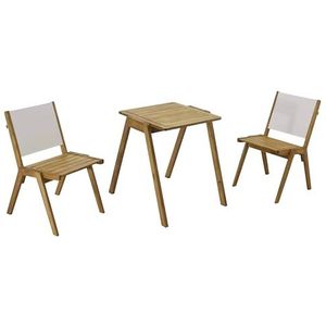 Oviala Vierkante tuintafel en 2 stoelen van ecru hout