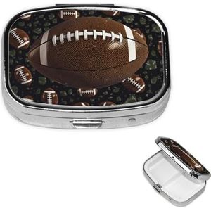 Pillendoosje Pillendoosje Voetbal Groene Pil Organizer 2 Compartiment Kleine Pillenetui voor Portemonnee of Pocket Reizen Pillendoos Draagbare Pillencontainer Houder Vitamine Organizer