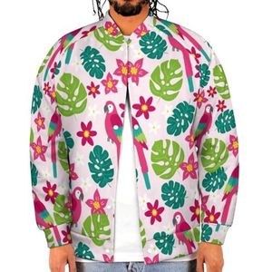 Plumeria ara tropische bladeren grappige heren honkbaljas bedrukte jas zacht sweatshirt voor lente herfst
