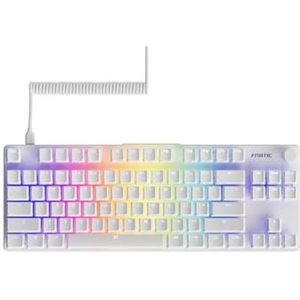 Fnatic STREAK80 LP wit TKL mechanisch low-profile pro gaming toetsenbord, snelheidsschakelaar met korte toetshub, LED-RGB, PBT-keycaps, stil PORON-schuim, Amerikaanse ANSI-lay-out QWERTY