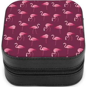 Cartoon Roze Flamingo Vogel Leuke Sieraden Organizer Doos Voor Oorbellen Ketting Ringen Opslag Display Case Reizen Houder Grappige Gift Kleine