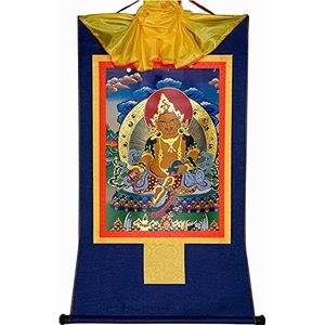 Boeddha wandkleed met krul, tibetaanse thangka wan Tibetaans boeddhisme Thangka-kunst, Moeder Boeddha, Boeddha-tapijt met rol, for boeddhistische altaar Zen-meditatie (Color : Yellow Jambhala, Size