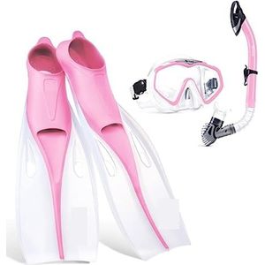 Duikmasker Snorkelset Duikuitrusting Pakketten Inclusief Verstelbare Zwemvliezen Automatische Ademslang Snorkelbril Duikbril (Color : Rosa, Size : 62 * 20cm)