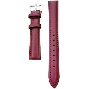 LUGEMA Lederen band 12/14/16/18/19/20/21/22/24mm, horlogeband van zacht materiaal, polshorlogebanden met zilverkleurige roestvrijstalen gesp (Color : Purple, Size : 19mm)