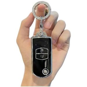 Autosleutel beschermhoes 2 3 Knoppen Zachte TPU Sleutelhouder Voor 2 3 5 6 CX7 CX9 RX8 MX5 MPV Voor Demio Auto Flip Key Cover Case Shell Fob Sleutelhanger Protector Sleutel Shell(2 BTN Black Set 1)