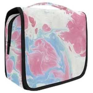 Marmer Art Bule Roze Opknoping Opvouwbare Toilettas Make-up Reizen Organizer Tassen Case voor Vrouwen Meisjes Badkamer