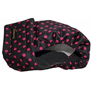 Glenndarcy Vrouwelijke hondenluier - Waterdichte Stof - Black Pink Dots Small Pants & 2 Washable Pads