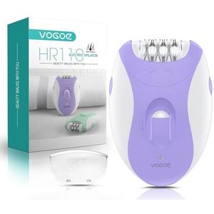 VOGOE Epilator voor vrouwen met 21 pincetten en LED-verlichting, 2 snelheden draadloos ontharingsapparaat, elektrische epilator ontharing oplaadbaar voor armen en benen HR110 (paars)