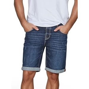 riverso RIVTom Korte jeansshort voor heren, stretch, korte broek, bermuda shorts, zomer, denim, effen, zwart, grijs, blauw, 30, 31, 32, 33, 34, 36, 38, 40, 42, Dark Blue Denim (D242), 38