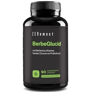 BerbeGlucid - Voor Glucose en Koolhydraten - Berberine, Moerbei, Kaneel, Chroom en Probioticum - 90 Veganistische Capsules, Zonder Additieven, Glutenvrij, Non-GMO