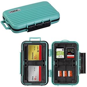 24 slots Geheugenkaarthoes, waterbestendig en anti-shock geheugenkaarthouder voor 8 SD SDXC SDHC-kaarten, 4 CF-kaarten, 12 Micro SD SDXC SDHC TF-kaarten (groen)