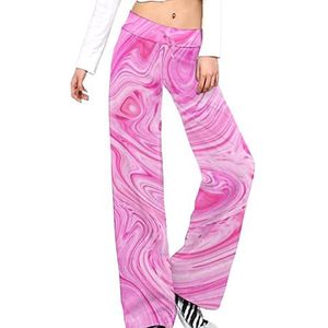 Roze Marmeren Patroon Yoga Broek Voor Vrouwen Casual Broek Lounge Broek Trainingspak Met Trekkoord XL