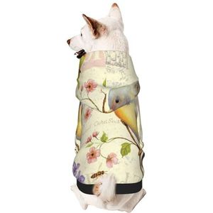 Lente vogel en bloemen hond hoodies hond sweatshirt voor kleine honden trui, elasticiteit stof is, zacht en warm voor het dier en gemakkelijk te dragen