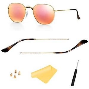 HiCycle2 RayBan RB3548N Vervangende beugel voor zonnebril met 4 schroeven, 1 schroevendraaier, goud en bruin, 13 cm