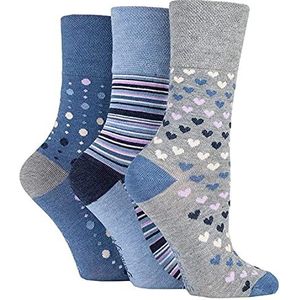HiFEN® Dames Dames Zachte Grip Niet-Bindende Honingraat Top Bamboe Sokken Multipack 4-8, Blauw, 37-42 EU