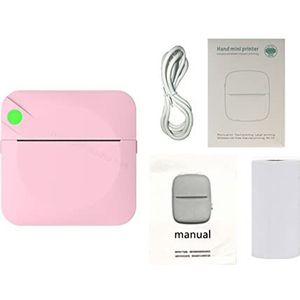 Draagbare inkjetprinter Draagbaar Draadloos BT Connect Pocket Duidelijk Thermische Printer 200 dpi Label Note Memo Lijst Afdrukken Draadloze Mini Photo Printer voor codedatumlabel(Pink set)