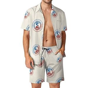 4 juli Onafhankelijkheidsdag Hawaiiaanse bijpassende set voor heren, 2-delige outfits, overhemden en shorts met knopen voor strandvakantie