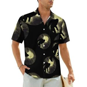 Full Moon Bigfoot herenhemden met korte mouwen, strandshirt, Hawaïaans shirt, casual zomershirt, XL