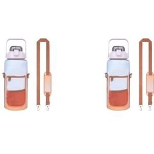 Mealoodiousmusea Neopreen waterfles mouw stijlvolle leuke meerkleurige zijzak verstelbare camping beker fles beschermer met schouderband paars, 2 Set (Oranje), as description