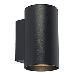 QAZQA - Design Moderne wandlamp rond zwart - Sandy | Woonkamer | Slaapkamer | Keuken - Staal Cilinder - GU10 Geschikt voor LED - Max. 2 x 50 Watt