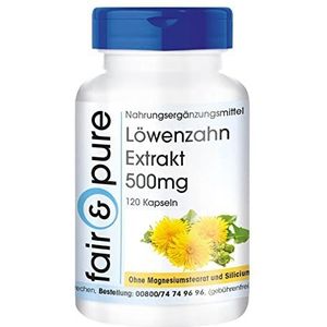 Fair & Pure® - Paardenbloem extract 500mg van paardenbloemwortel - 10-voudig geconcentreerd - vegan - zonder magnesiumstearaat - 120 paardenbloemextract capsules