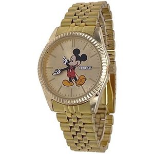 Disney MK8186 Men's Mickey Mouse Classic Gold Tone Day Date 3-Hand Analog Watch
