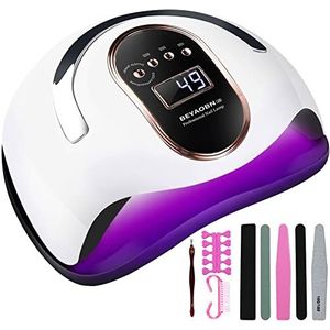 BEYAOBN Nageldroger uv/led-nagellamp voor nagels, 168 W, professionele nagellamp met 4 timerinstellingen, met manicuregereedschapsset voor beginners, nagelgereedschap voor vinger- en teennagels
