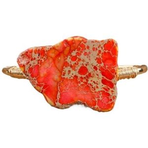 Natura Australische Jades Manchet Armband for Vrouwen Zee Sediment Jaspers Kralen Gouden Polsbandje Armband Vrouwen Sieraden Gift (Color : Imperial Orange)