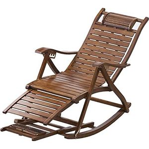 GEIRONV Houten ligstoel, 5 posities verstelbare vouwbare zonnelounder intrekbare voetsteun tuin terrasbad in het zwembad buiten schommelstoel Fauteuils (Color : Walnut)