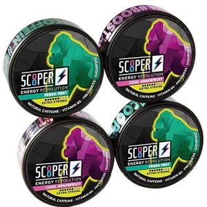 SCOOPER Energy 80 mg Fresh Box Extra Strong | Cool Grapefruit Fresh Mint Extra Strong | 4 x 7,2 g